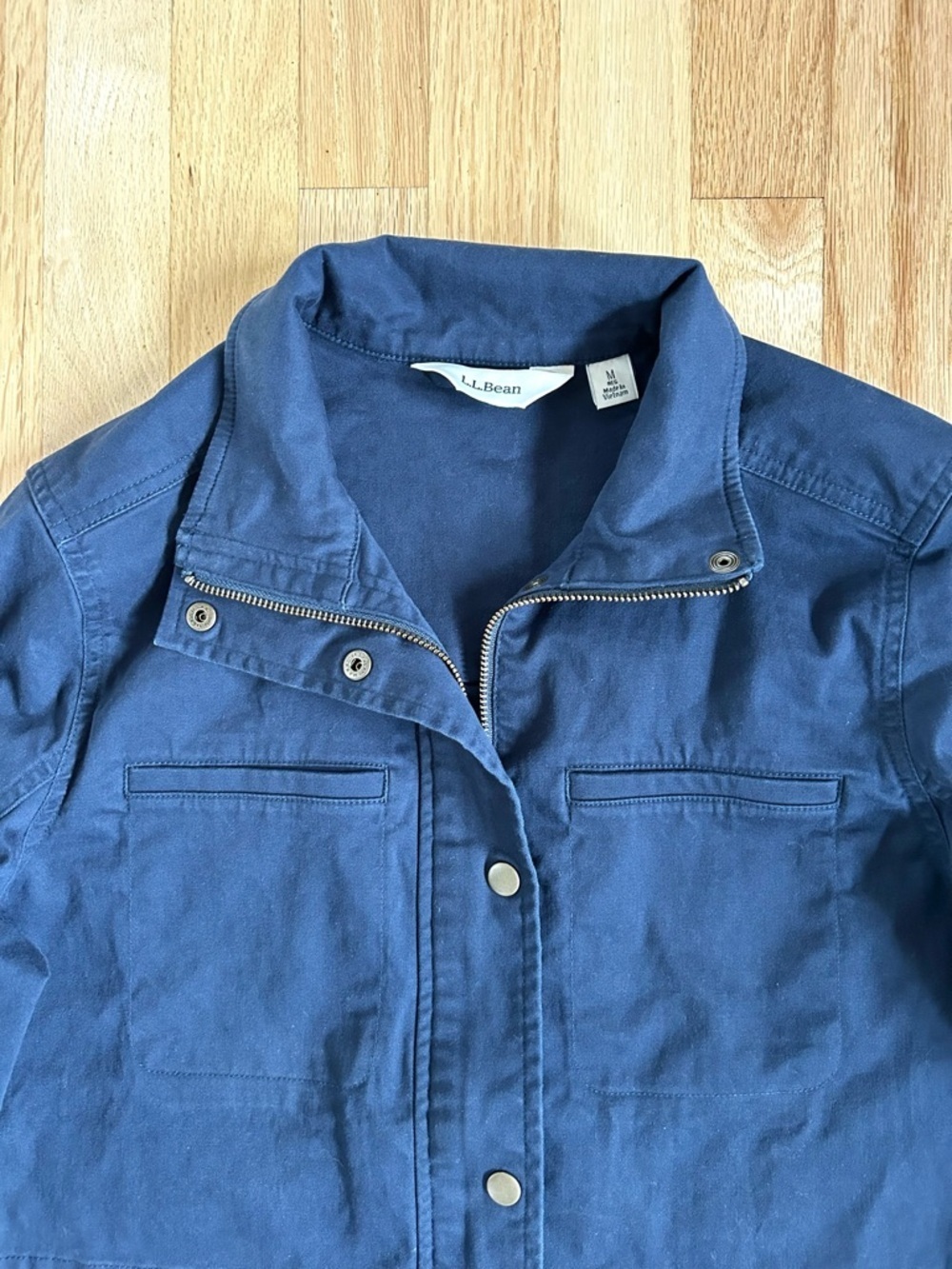 LL BEAN women’s utility jacket navy blue barn chore workwear size M - Picture 5 of 12